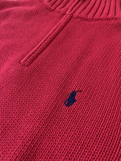 Suéter gola alta listrada de tricot vermelho (Polo Ralph Lauren) - loja online
