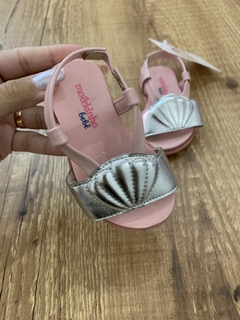 Sandália rosa com prata - concha (Molekinha) - Babies Move Brecho