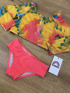 Conjunto de banho manga longa + calcinha laranja e amarelo (Puc) - comprar online