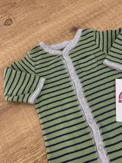 Macacão com pé listrado verde e azul (Carter's) - loja online