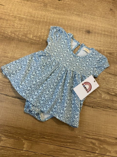 Body vestido estampado floral azul (Nick) - Babies Move Brecho