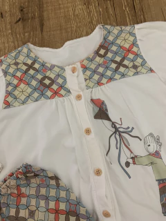 Conjunto pijama camisa manga longa estampada pipa + calça mesma estampa (Sonhart) na internet