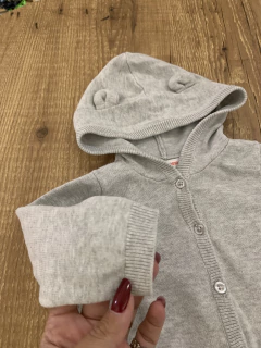 Casaquinho com capuz tricô cinza (Joe Fresh) - Babies Move Brecho