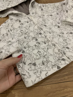 Blusa moletom com capuz e zíper branco com cinza - dalmátas (Disney) - loja online