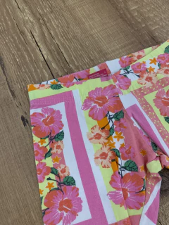 Calça legging rosa com amarelo - flores na internet