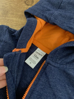 Macacão longo com capuz azul com detalhes laranja (Carter´s) - loja online