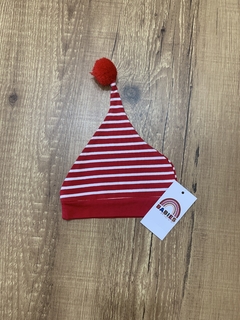 Touca listrada branco e vermelho (3-6 meses)