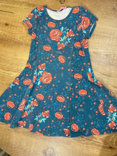 Vestido verde floral rosa (Dila)