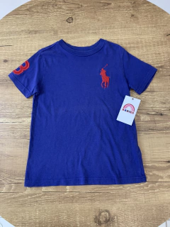 Camiseta azul com cavalo bordado vermelho (Polo Ralpf Lauren)