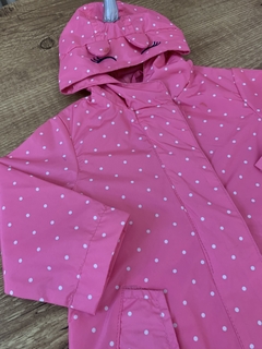 Casaco de lona rosa com poazinho branco e capuz de unicornio (Carter's) - loja online