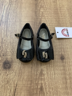 Sapatinho preto com lantejoulas - laço aplicado (Nathielly) - comprar online
