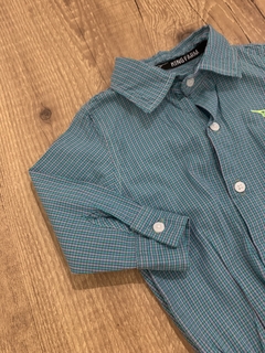 Body camisa manga longa xadrez verde e cinza - botões perolados (King Farm) na internet