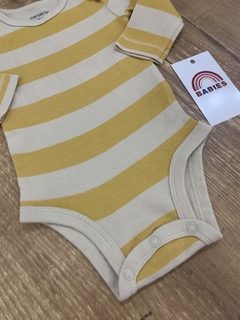 Body manga longa listrado amarelo\laranja (Carter's) - Babies Move Brecho