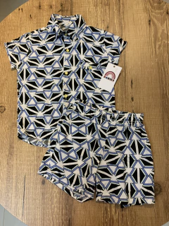 Conjunto estampado azul e preto (Kal baby)