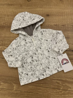 Blusa moletom com capuz e zíper branco com cinza - dalmátas (Disney) na internet