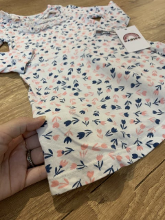 Vestido manga longa com florzinhas rosa e azul (Hering) - loja online