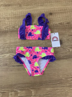 Conjunto biquini estampado roxo e rosa dino (Yeapp)
