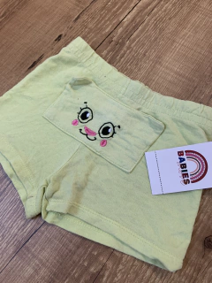 Shortinho verde carinha bordada moletom na internet