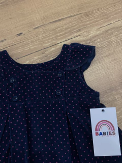 Vestido veludo canelado azul marinho - poazinho rosa - loja online