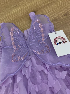 Vestido elástico com saia de tule - borboletas na internet