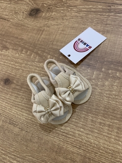 Sandalia de tecido bege - laço de cetim - comprar online