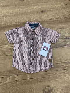 Camisa estampada rosa com azul (Trick) - comprar online