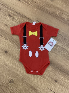 Body vermelho 'suspensório' e gravata - Mickey (Lu Bebê) - comprar online