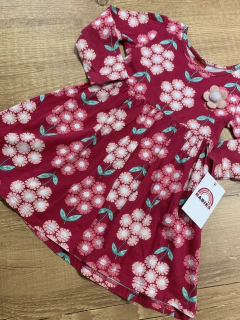 Vestido manga longa rosa com flores e pompom (Kyly) - comprar online