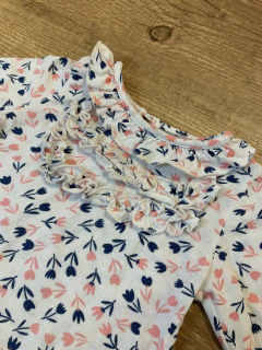 Vestido manga longa com florzinhas rosa e azul (Hering) na internet