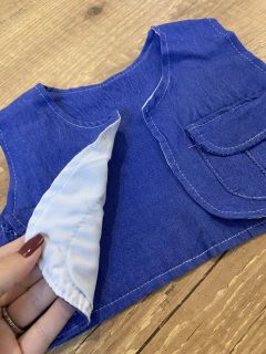 Casaquinho azul marinho com bolsinhos - Babies Move Brecho