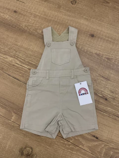 Jardineira curta jeans bege - bolso frontal (Teddy Boom) - comprar online