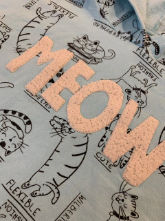 Blusa moletom verde agua ´Meow´(Wilbertex) na internet