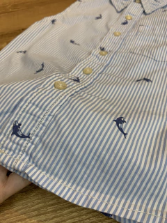 Camisa regata listrada azul e branco - baleia (Osh Kosh) na internet