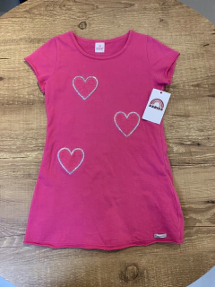 Vestido moletom rosa com corações lantejoula (Abrange)