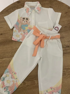Conjunto off com flores\ursinhos - camisa + calça (Petit Cherie) - comprar online