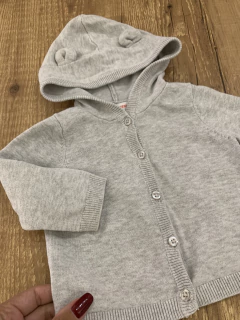 Casaquinho com capuz tricô cinza (Joe Fresh) - loja online