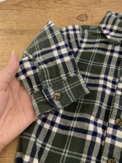 Conjunto body camisa de flanela xadrez verde e azul + calça canelada preta (Carter´s) - loja online