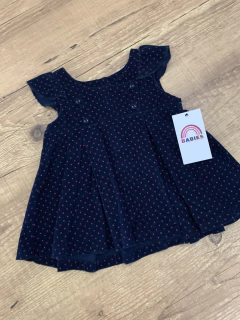 Vestido veludo canelado azul marinho - poazinho rosa na internet
