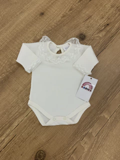 Body manga longa off com gola e manga de renda (Mundo Colorido) - comprar online