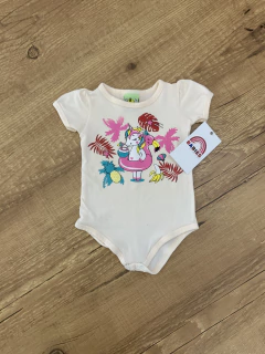 Body laranja claro com unicórnio e bóia de flamingo (Lual Baby) - comprar online