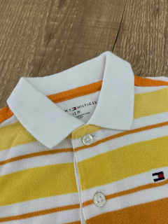 Camisa gola pólo listrada - amarelo e laranja (Tommy Hilfiger) - loja online