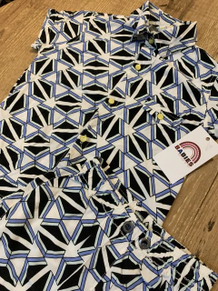 Conjunto estampado azul e preto (Kal baby) - Babies Move Brecho