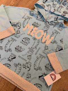 Blusa moletom verde agua ´Meow´(Wilbertex) - comprar online