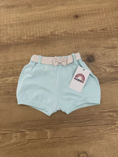 Short azul com glitter e cinto cintilante com laço (Randa Mundo) - comprar online