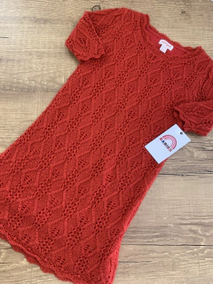 Vestido manga longa de crochê vermelho com glitter (Cat & Jack) - comprar online