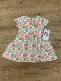 Vestido canelado off estampado - abelhinhas\flores coloridas (Teddy Boom) - comprar online