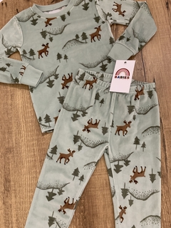 Conjunto pijama de fleece verde claro alce (Carter's) na internet