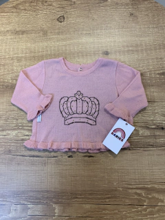 Blusa de tricot manga longa rosa seco - coroa