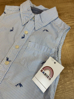 Camisa regata listrada azul e branco - baleia (Osh Kosh) - comprar online
