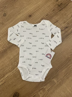 Body manga longa branco com preto - "Happy\have fun" (Carter's) - comprar online